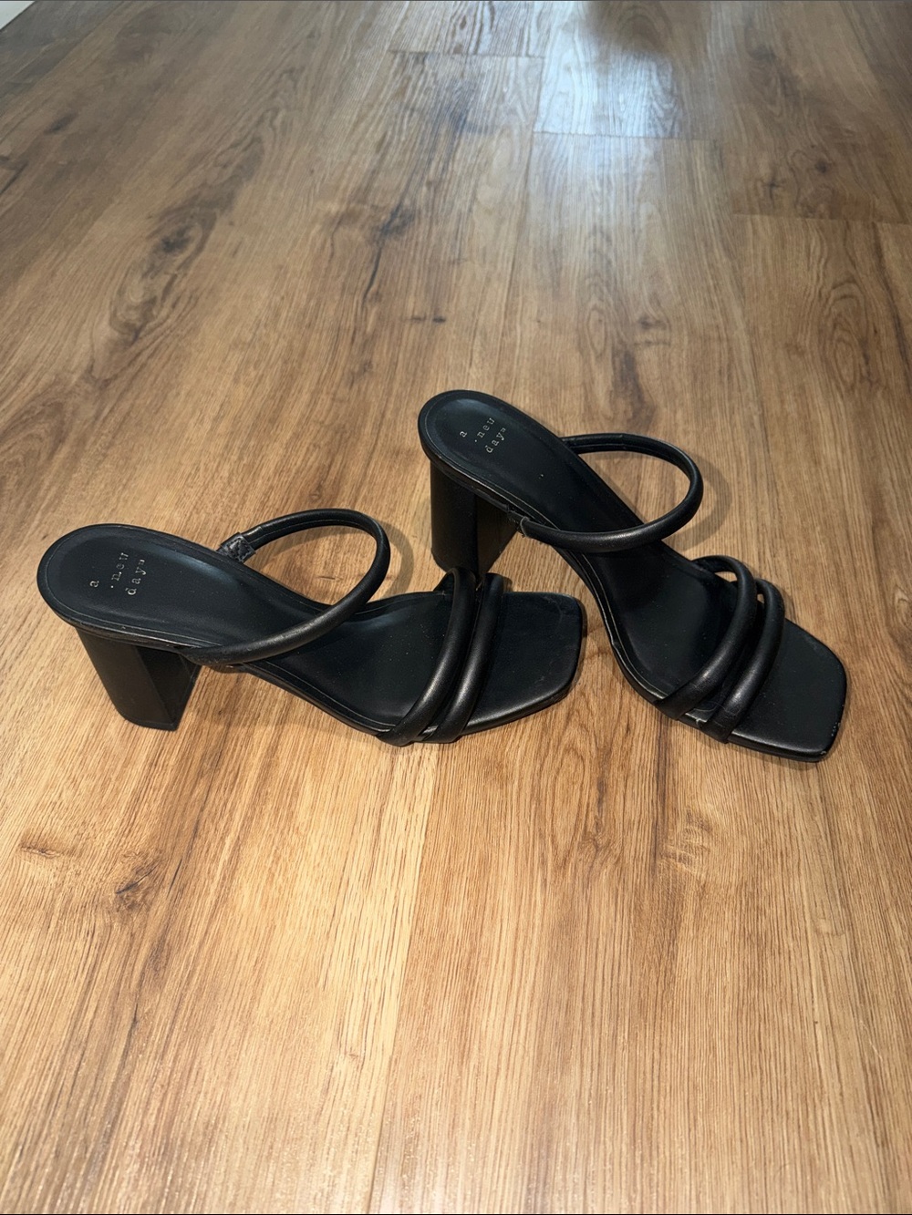 Black Strappy Block Heel Sandals - Women's